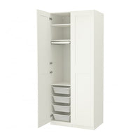 PAX / GRIMO wardrobe combination, white/white, 100x60x236 cm