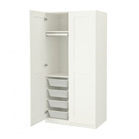 PAX / GRIMO wardrobe combination, white/white, 100x60x201 cm