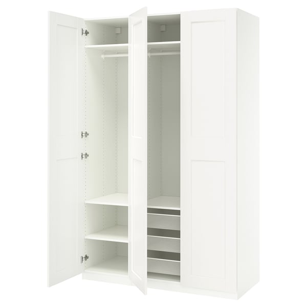PAX / GRIMO wardrobe combination, white/white, 150x60x236 cm