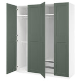 PAX / GRIMO wardrobe combination, white/grey-green, 200x60x236 cm
