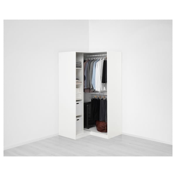 PAX / GRIMO corner wardrobe, white/white, 110/110x201 cm