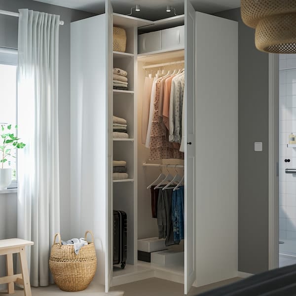 Ikea PAX / GRIMO - Corner wardrobe, white/white,110/110x236 cm