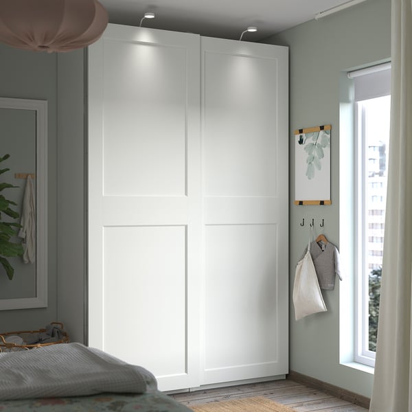 PAX / GRIMO wardrobe, white/white, 150x66x236 cm