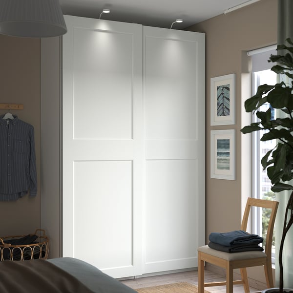 PAX / GRIMO wardrobe, white/white, 150x66x236 cm
