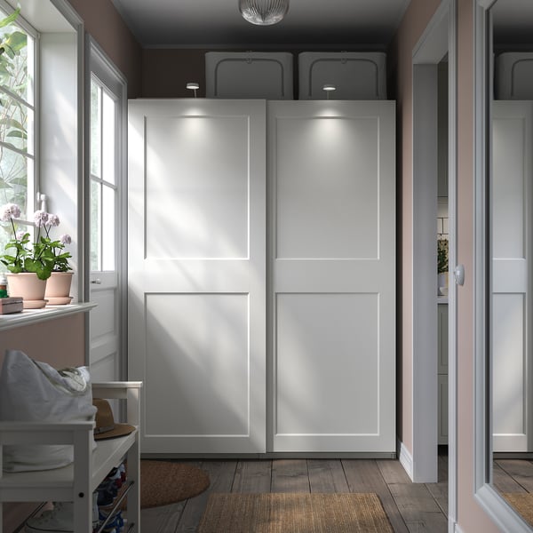 PAX / GRIMO wardrobe, white/white, 150x66x201 cm