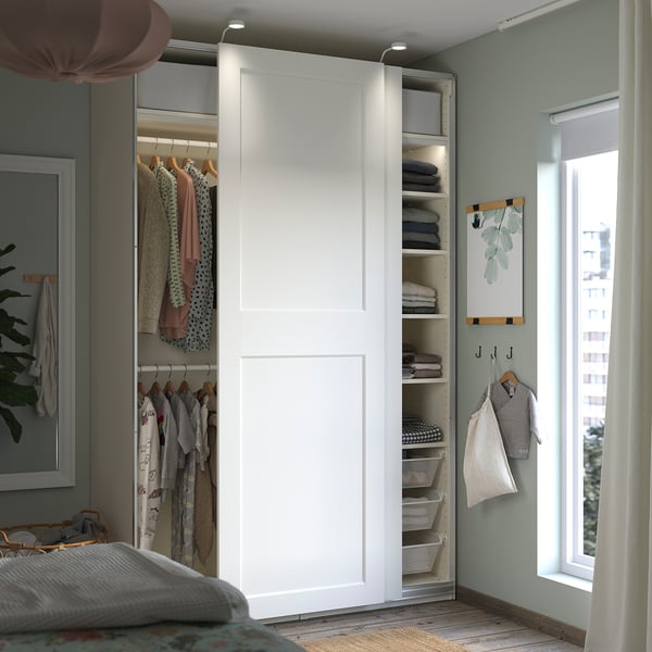 PAX / GRIMO wardrobe, white/white, 150x66x236 cm