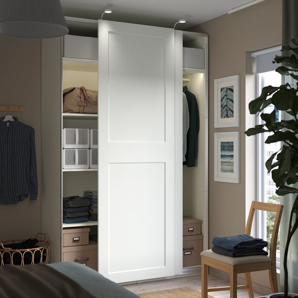 PAX / GRIMO wardrobe, white/white, 150x66x236 cm