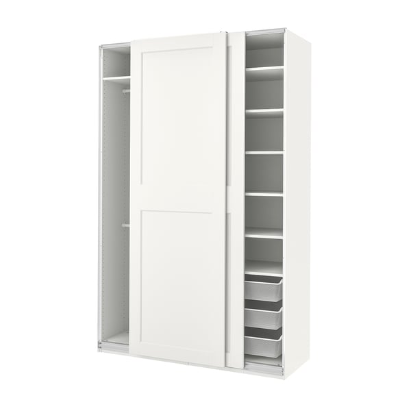 PAX / GRIMO wardrobe, white/white, 150x66x236 cm