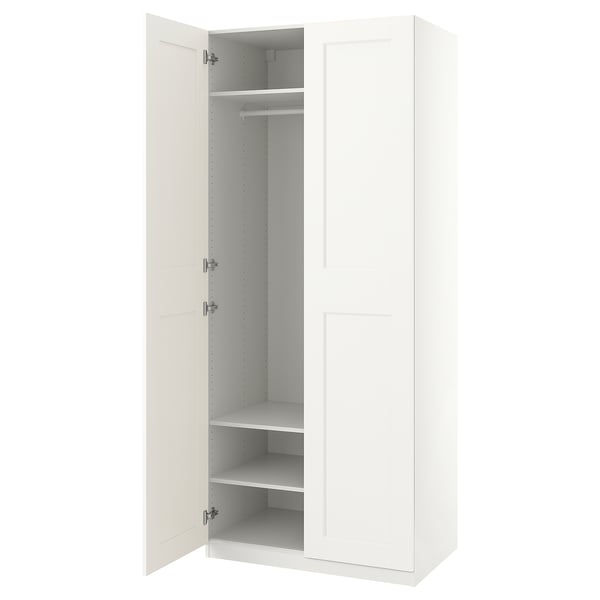 PAX / GRIMO wardrobe, white/white, 100x60x236 cm