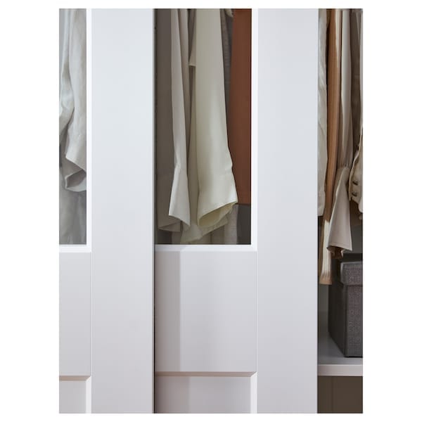 Ikea PAX / GRIMO - Wardrobe with sliding doors, white/transparent glass white,200x66x236 cm