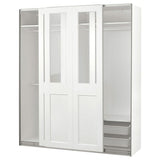 PAX / GRIMO wardrobe with sliding doors, white/clear glass white, 200x66x236 cm
