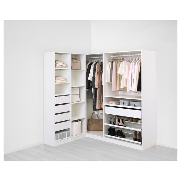 PAX corner wardrobe, white, 161/188x201 cm