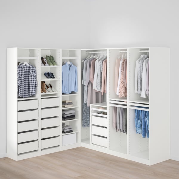 PAX corner wardrobe, white, 211/213x201 cm