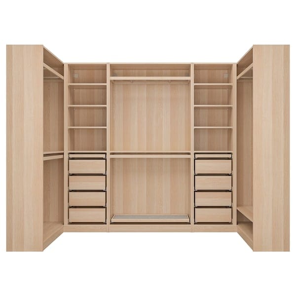 Ikea PAX - Corner wardrobe, oak effect with white stain,113/276/113x201 cm
