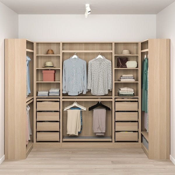 Ikea PAX - Corner wardrobe, oak effect with white stain,113/276/113x201 cm