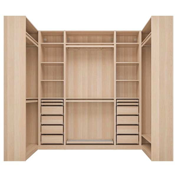 Ikea PAX - Corner wardrobe, oak effect with white stain,113/276/113x236 cm