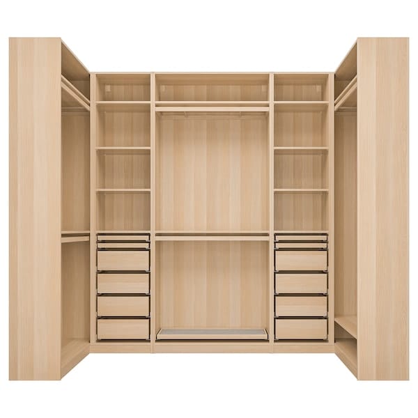 Ikea PAX - Corner wardrobe, oak effect with white stain,113/276/113x236 cm