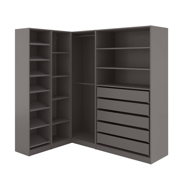 PAX corner wardrobe, dark grey, 160/188x201 cm