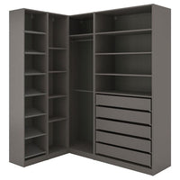 PAX corner wardrobe, dark grey, 161/188x236 cm