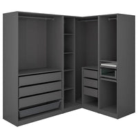 PAX corner wardrobe, dark grey, 211/161x201 cm