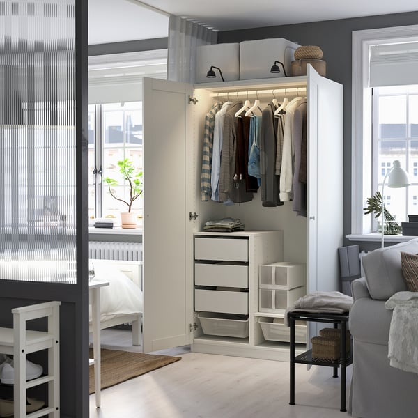 PAX / GULLABERG wardrobe combination, white/white, 100x60x201 cm