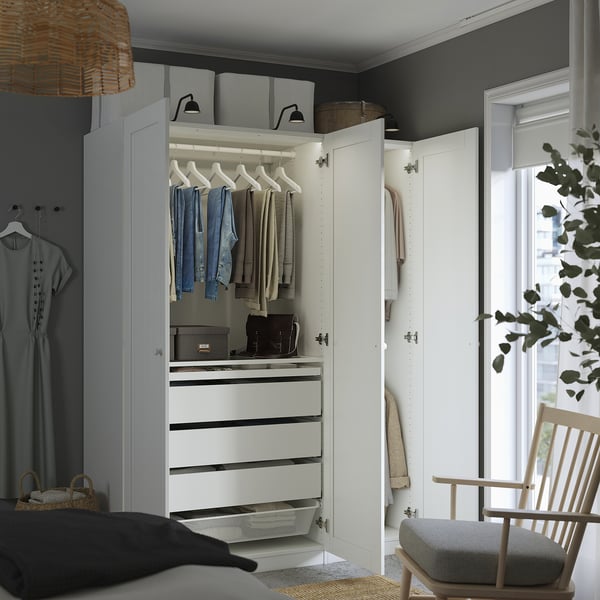 PAX / GULLABERG wardrobe combination, white/white, 150x60x201 cm