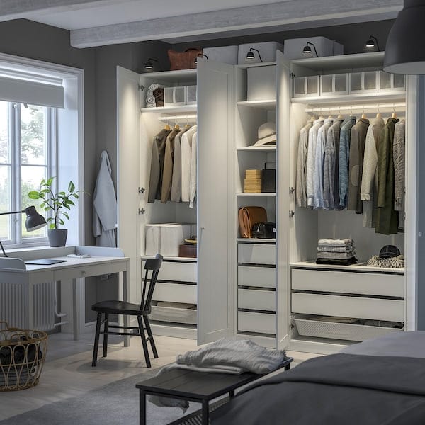 Ikea PAX / GULLABERG - Wardrobe combination, white/white,250x60x236 cm