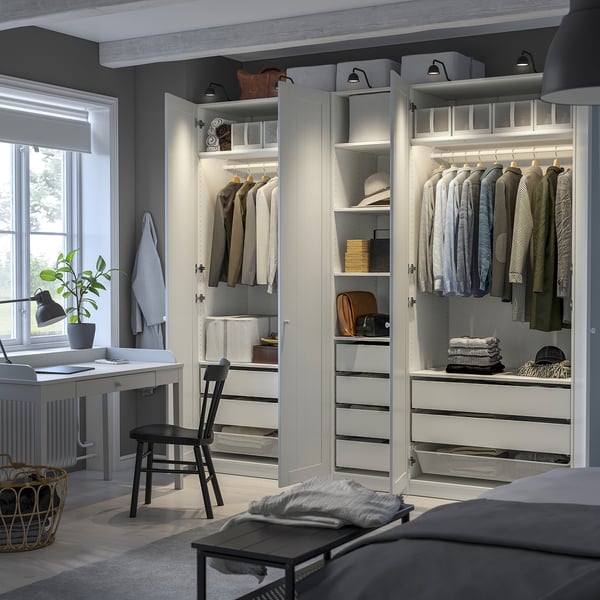 PAX / GULLABERG wardrobe combination, white/white, 250x60x236 cm