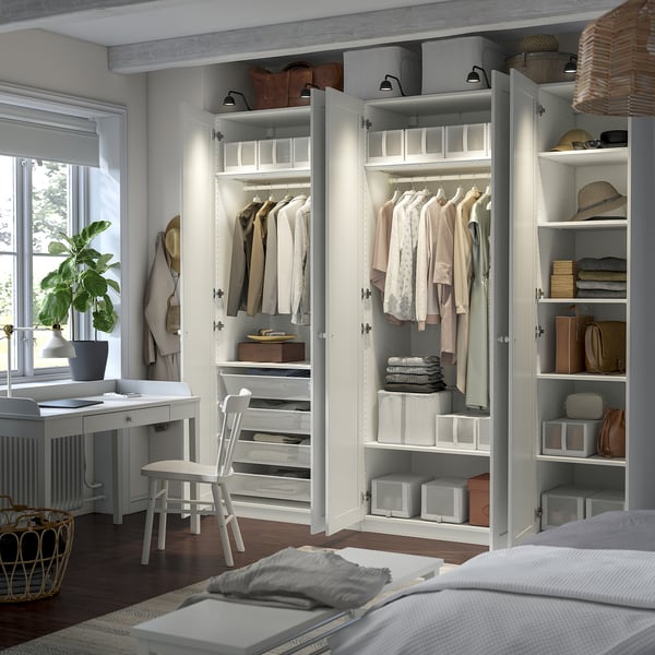 PAX / GULLABERG wardrobe combination, white/white, 250x60x236 cm