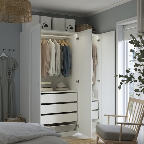 PAX / GULLABERG wardrobe combination, white/white, 150x60x201 cm