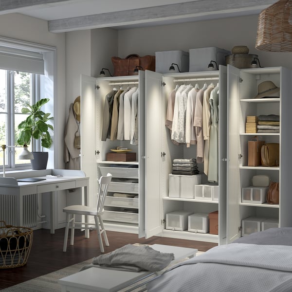 PAX / GULLABERG wardrobe combination, white/white, 250x60x201 cm