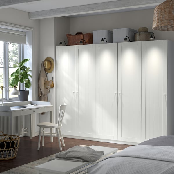PAX / GULLABERG wardrobe combination, white/white, 250x60x201 cm