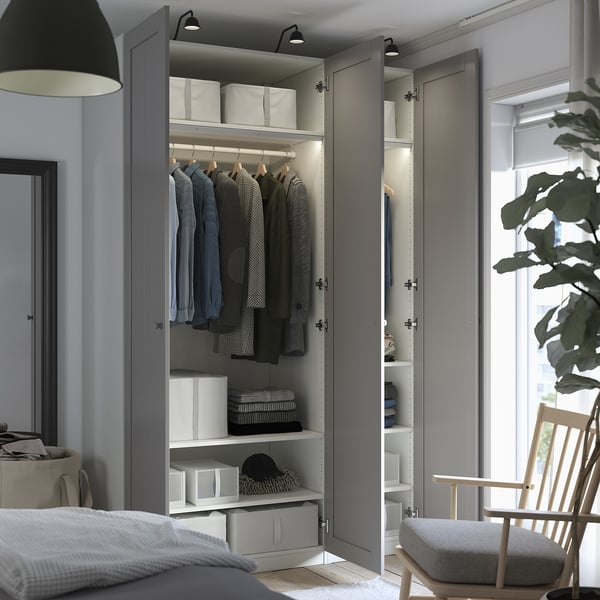 PAX / GULLABERG wardrobe combination, white/grey, 150x60x236 cm