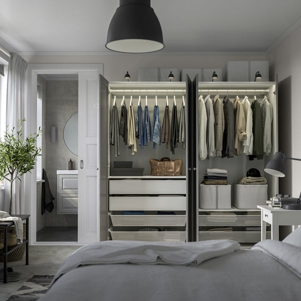 PAX / GULLABERG wardrobe combination, white/grey, 200x60x201 cm
