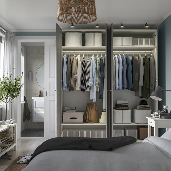 PAX / GULLABERG wardrobe combination, white/grey, 200x60x236 cm