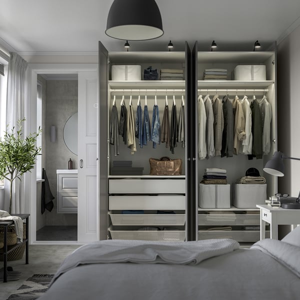PAX / GULLABERG wardrobe combination, white/grey, 200x60x236 cm