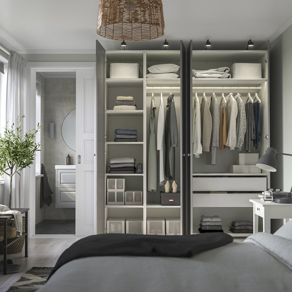 PAX / GULLABERG wardrobe combination, white/grey, 200x60x236 cm