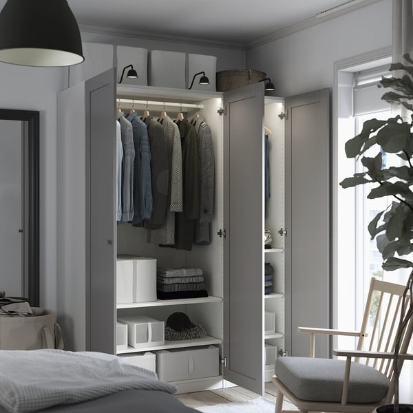 PAX / GULLABERG wardrobe combination, white/grey, 150x60x201 cm