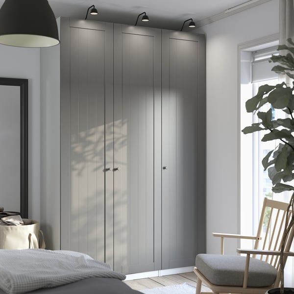 PAX / GULLABERG wardrobe combination, white/grey, 150x60x236 cm