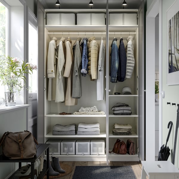 PAX / GULLABERG wardrobe combination, white/grey, 150x60x236 cm