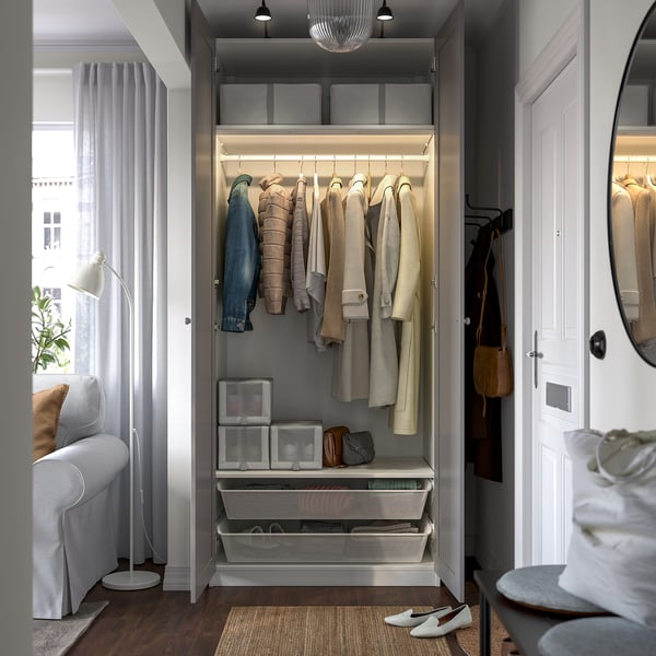 PAX / GULLABERG wardrobe combination, white/grey, 100x60x236 cm
