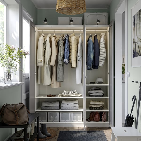 PAX / GULLABERG wardrobe combination, white/grey, 150x60x201 cm