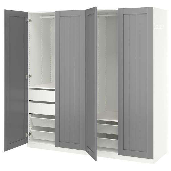 PAX / GULLABERG wardrobe combination, white/grey, 200x60x201 cm