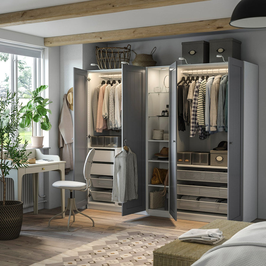 PAX / GULLABERG wardrobe combination, grey grey/white, 235.0x201.2x60.0 cm