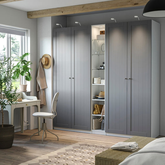 PAX / GULLABERG wardrobe combination, grey grey/white, 235x60x236 cm