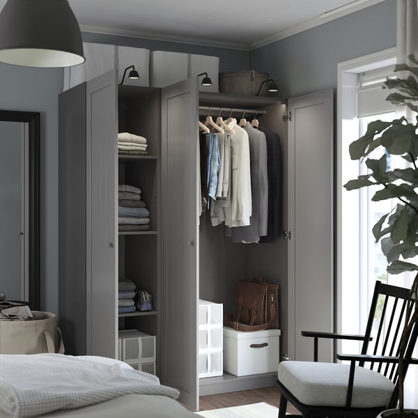 PAX / GULLABERG wardrobe combination, dark grey/dark grey, 150x60x201 cm