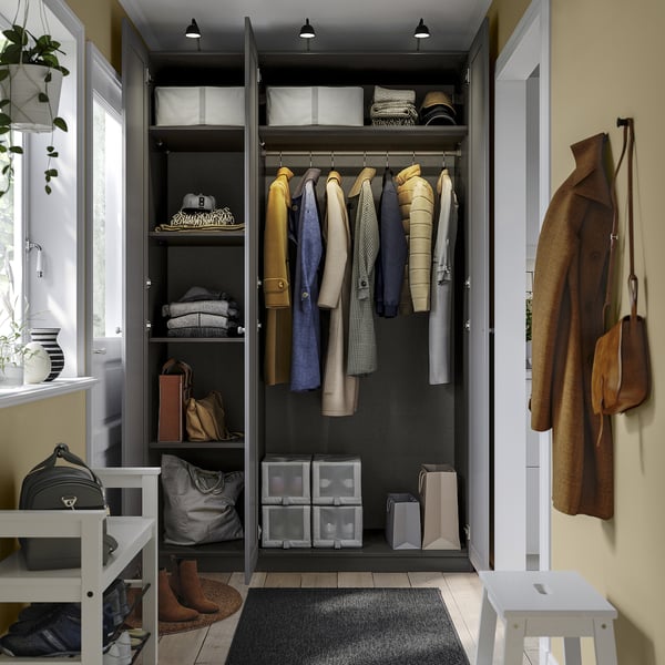 PAX / GULLABERG wardrobe combination, dark grey/dark grey, 150x60x236 cm