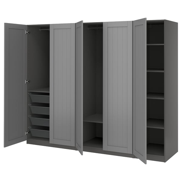 PAX / GULLABERG wardrobe combination, dark grey/dark grey, 250x60x201 cm