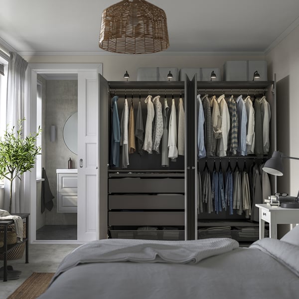 PAX / GULLABERG wardrobe combination, dark grey/grey, 200x60x201 cm