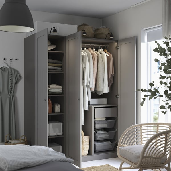 PAX / GULLABERG wardrobe combination, dark grey/grey, 150x60x201 cm